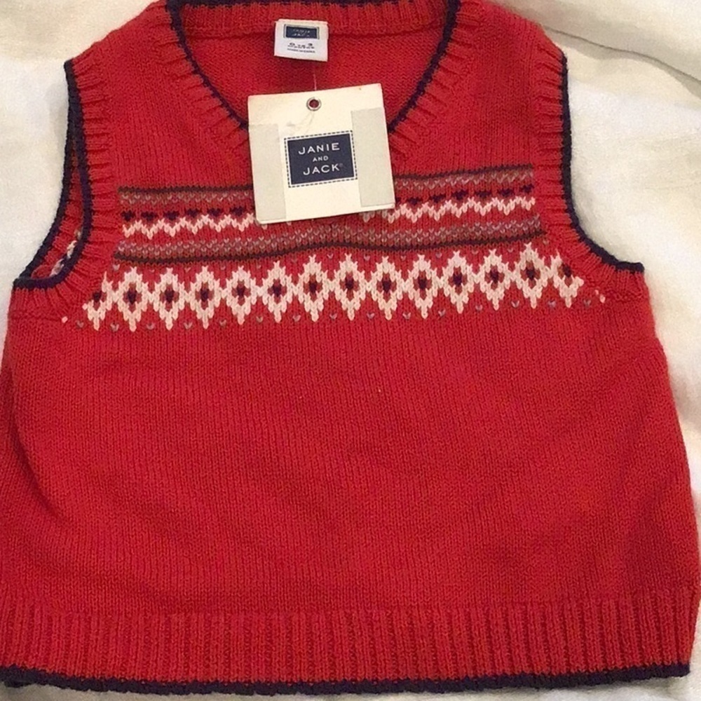 NWT Janie and Jack Red Sweater Vest Size 0-3 Months